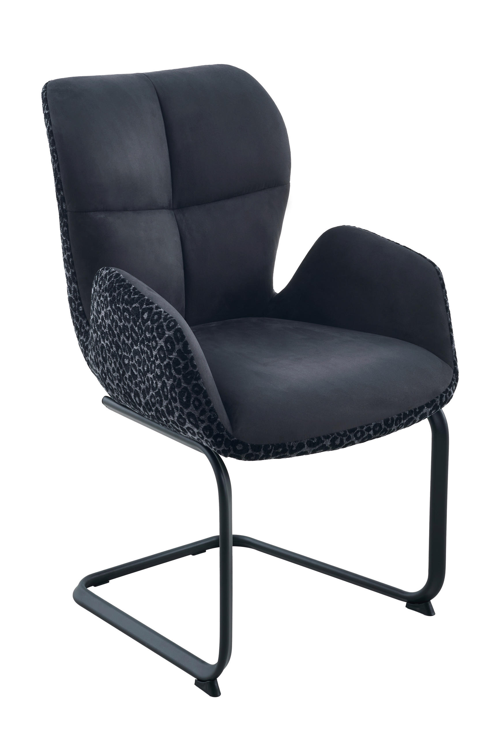 SCHWINGSTUHL   Webstoff  - Anthrazit/Schwarz, MODERN, Textil/Metall (57/89/63cm) - Livetastic
