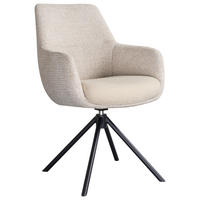 ARMLEHNSTUHL  Stoffauswahl, Sitzfläche 360° drehbar Webstoff  - Beige/Schwarz, Design, Textil/Metall (59/91/69cm) - Novel