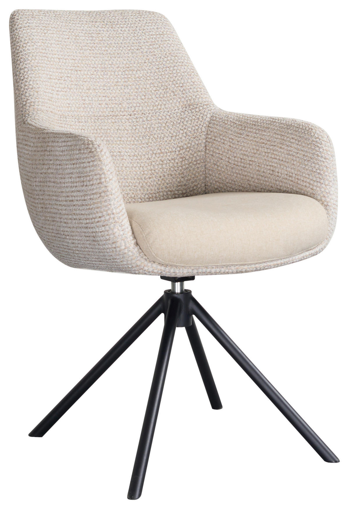 ARMLEHNSTUHL  Stoffauswahl, Sitzfläche 360° drehbar Webstoff  - Beige/Schwarz, Design, Textil/Metall (59/91/69cm) - Novel