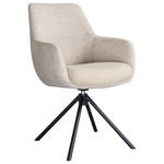 ARMLEHNSTUHL  Stoffauswahl, Sitzfläche 360° drehbar Webstoff  - Beige/Schwarz, Design, Textil/Metall (59/91/69cm) - Novel