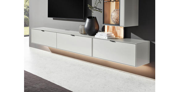 WOHNWAND  in Grau, Wildeiche  303,8/220,3/37,1 cm  - Wildeiche/Schwarz, Design, Glas/Holz (303,8/220,3/37,1cm) - Dieter Knoll