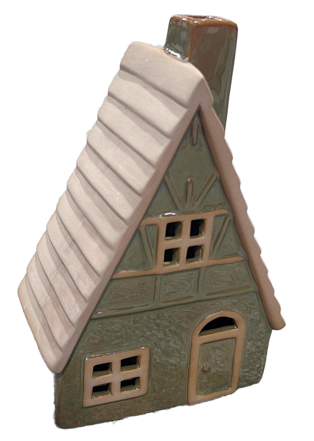 DEKOHÄUSCHEN - Grün, Trend, Keramik (10,2/13,3/7,1cm) - X-Mas