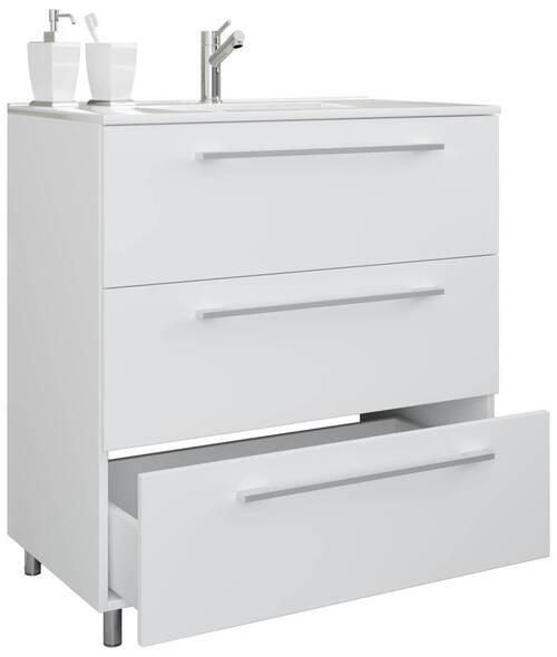WASCHTISCHKOMBI 80 cm  - Alufarben/Weiß, MODERN, Keramik/Holzwerkstoff (80cm) - MID.YOU