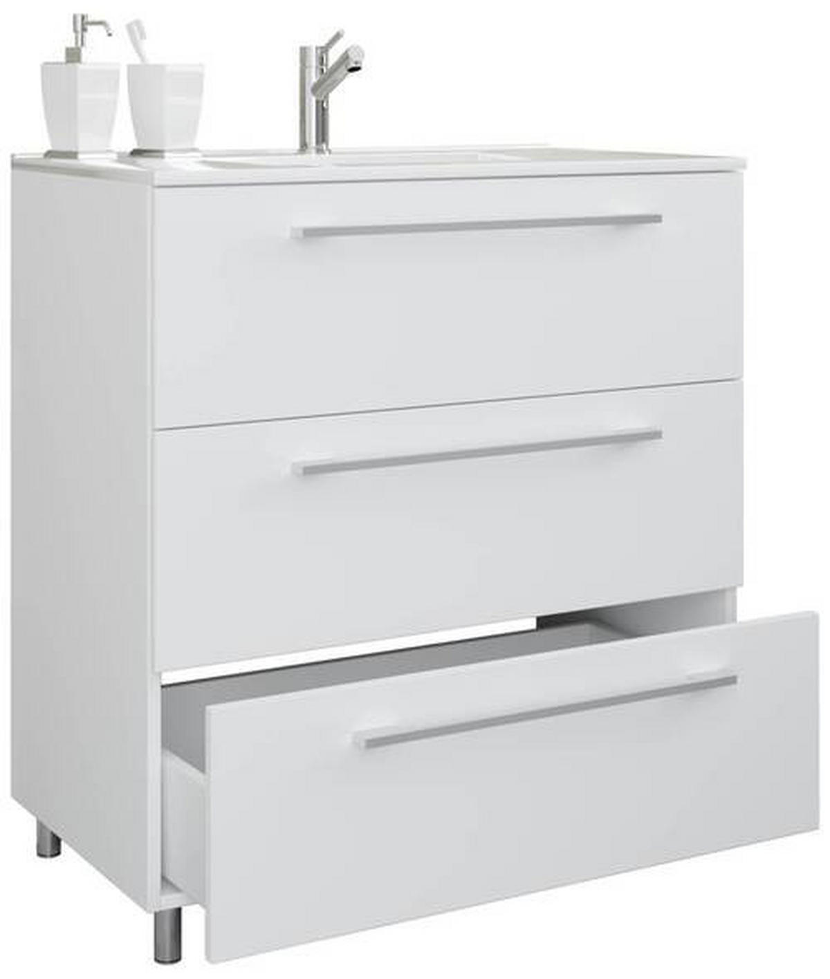 WASCHTISCHKOMBI 80 cm  - Weiss/Alufarben, Modern, Keramik/Holzwerkstoff (80cm) - MID.YOU