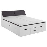 STAURAUMBETT 180/200 cm,  in Weiß,  - Weiß/Grau, KONVENTIONELL, Holzwerkstoff (180/200cm) - Boxxx