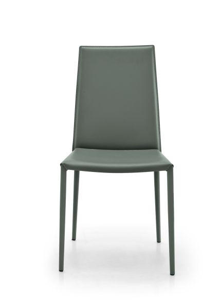 STUHL Echtleder Grau  - Grau, Design, Leder/Metall (48/90/52cm) - Connubia 