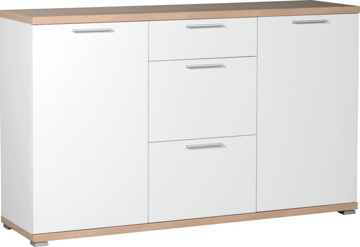 KOMODA 144/88/40 cm bijela, boje hrasta - bijela/boje hrasta, Design, drvni materijal/metal (144/88/40cm) - Carryhome