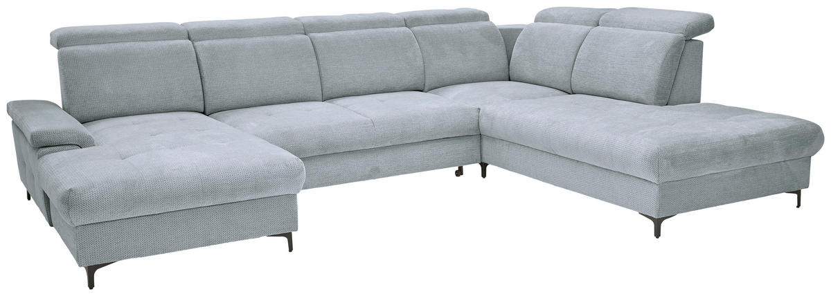 WOHNLANDSCHAFT in Struktur Grau  - Schwarz/Grau, Design, Textil/Metall (190/364/270cm) - Stylife