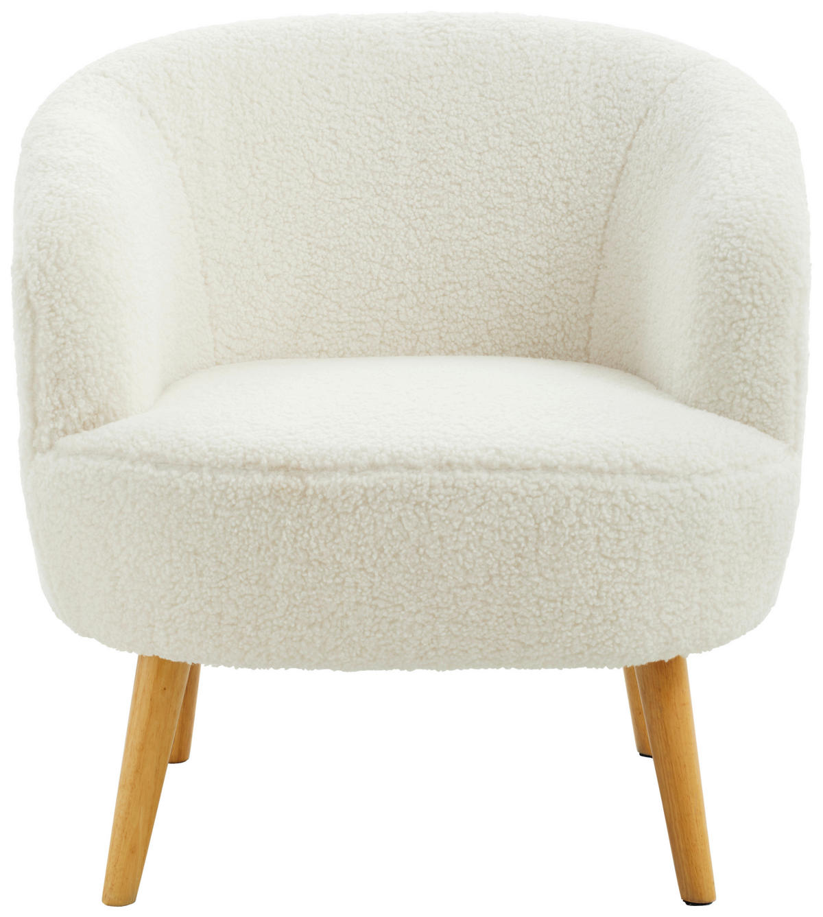SESSEL Bouclé, Teddystoff Naturfarben, Weiß    - Weiß/Naturfarben, MODERN, Holz/Textil (74/71/72cm) - Livetastic