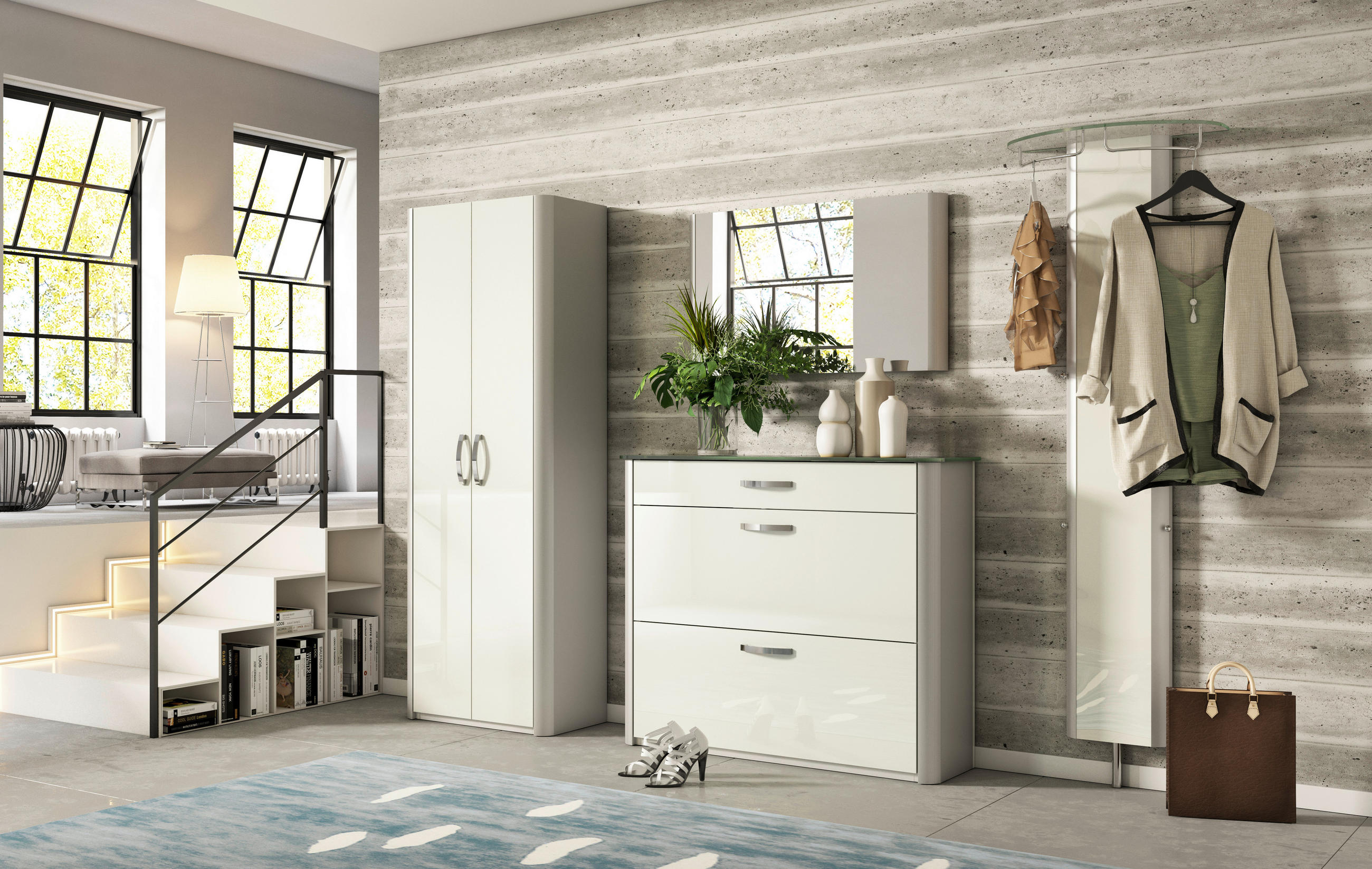 Thumbnail - Moderano Garderobenschrank, Weiß, Alu, Holzwerkstoff, 1 Fächer, 66x187x37.5 cm, Beimöbel erhältlich, Typenauswahl, Garde...