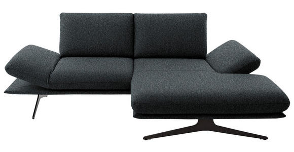 ECKSOFA  in Flachgewebe Anthrazit  234/155 cm  - Anthrazit/Schwarz, Design, Textil/Metall (234/155cm) - Dieter Knoll