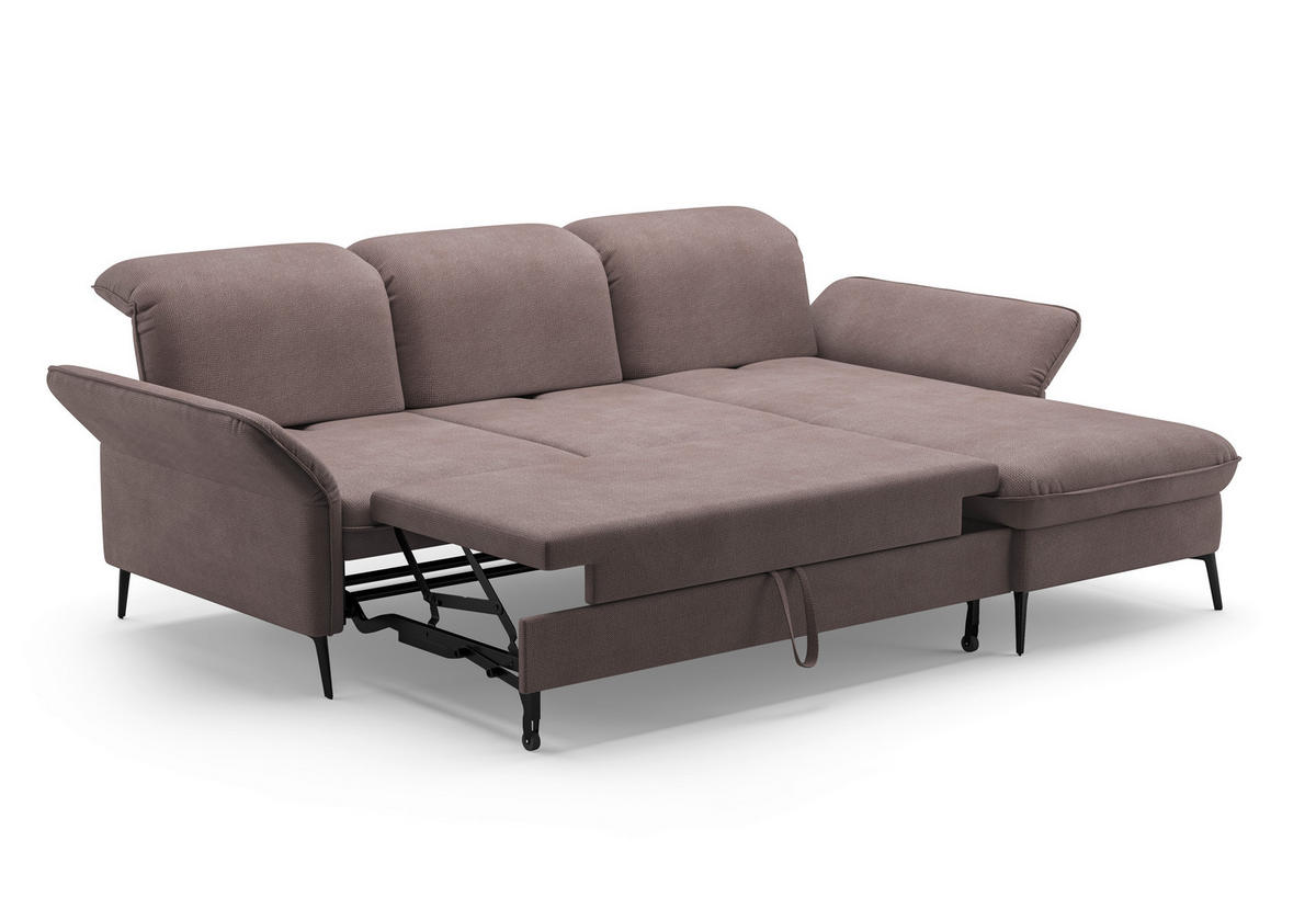 ECKSOFA in Flachgewebe Taupe  - Taupe/Schwarz, Konventionell, Textil/Metall (264/198cm) - Sit & More