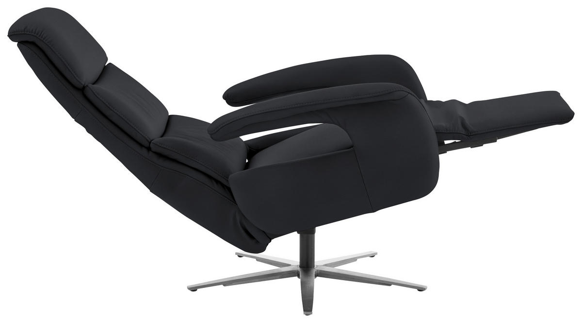 RELAXSESSEL in Leder Anthrazit  - Edelstahlfarben/Anthrazit, Design, Leder/Metall (76/119/86cm) - Dieter Knoll
