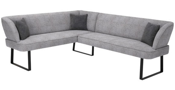 ECKBANK 189/243 cm Webstoff Dunkelgrau Metall - Dunkelgrau/Schwarz, Design, Textil/Metall (189/243cm) - Novel
