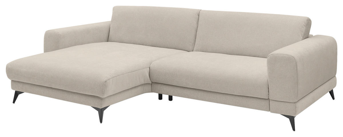 ECKSOFA Naturfarben Chenille  - Schwarz/Naturfarben, KONVENTIONELL, Textil/Metall (194/292cm) - SetOne by Musterring