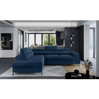 ECKSOFA  Blau Samt  - Blau/Silberfarben, Design, Textil/Metall (205/278cm) - MID.YOU