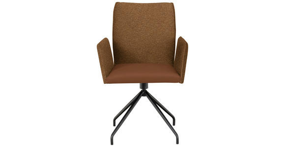 ARMLEHNSTUHL  , Stoffauswahl, Typenauswahl, Sitzfläche 360° drehbar  , Mikrofaser  ,  - Rostfarben/Schwarz, Design, Textil/Metall (60/91/60cm) - Moderano