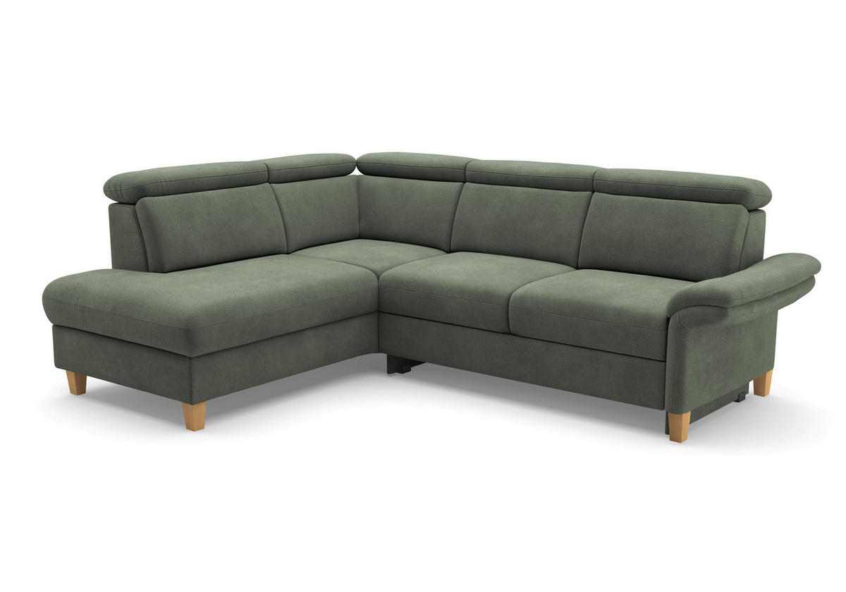 ECKSOFA GLENDALE E Dunkelgrün Flachgewebe  - Dunkelgrün/Eichefarben, KONVENTIONELL, Holz/Textil (193/247cm) - Sit & More