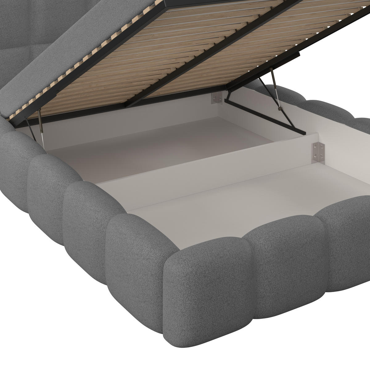 POLSTERBETT 180/200 cm,  in Anthrazit, Matratze, Bettkasten, H3 = fest  - Anthrazit/Schwarz, Trend, Kunststoff/Textil (180/200cm)