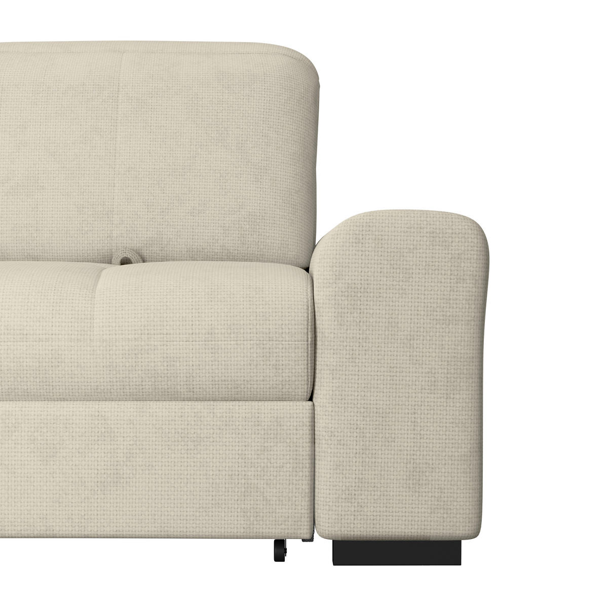 ECKSOFA Beige Chenille Rücken echt, Kopfteilverstellung  - Beige/Schwarz, KONVENTIONELL, Holz/Textil (203/286cm) - MID.YOU