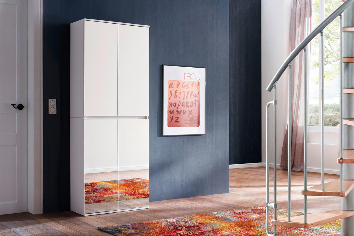 GARDEROBENSCHRANK  in 74/191/34 cm  - Weiß, Basics, Glas/Holzwerkstoff (74/191/34cm) - MID.YOU