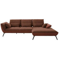 ECKSOFA in Flachgewebe Kupferfarben  - Schwarz/Kupferfarben, Design, Textil/Metall (301/191cm) - Moderano