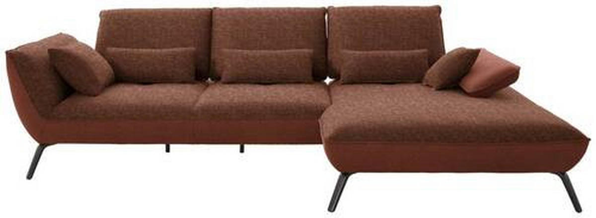 ECKSOFA in Flachgewebe Kupferfarben  - Schwarz/Kupferfarben, Design, Textil/Metall (301/191cm) - Moderano
