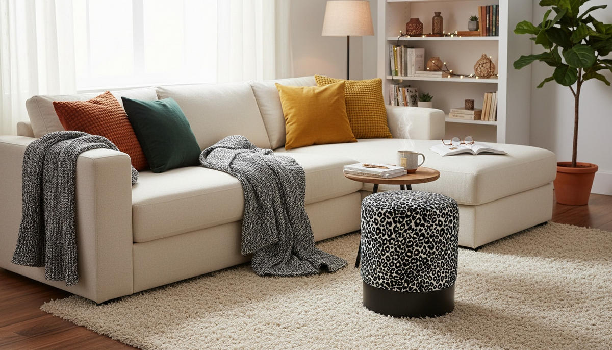 HOCKER in Textil Schwarz, Weiß  - Schwarz/Weiß, KONVENTIONELL, Textil/Metall (35/42/35cm) - Xora