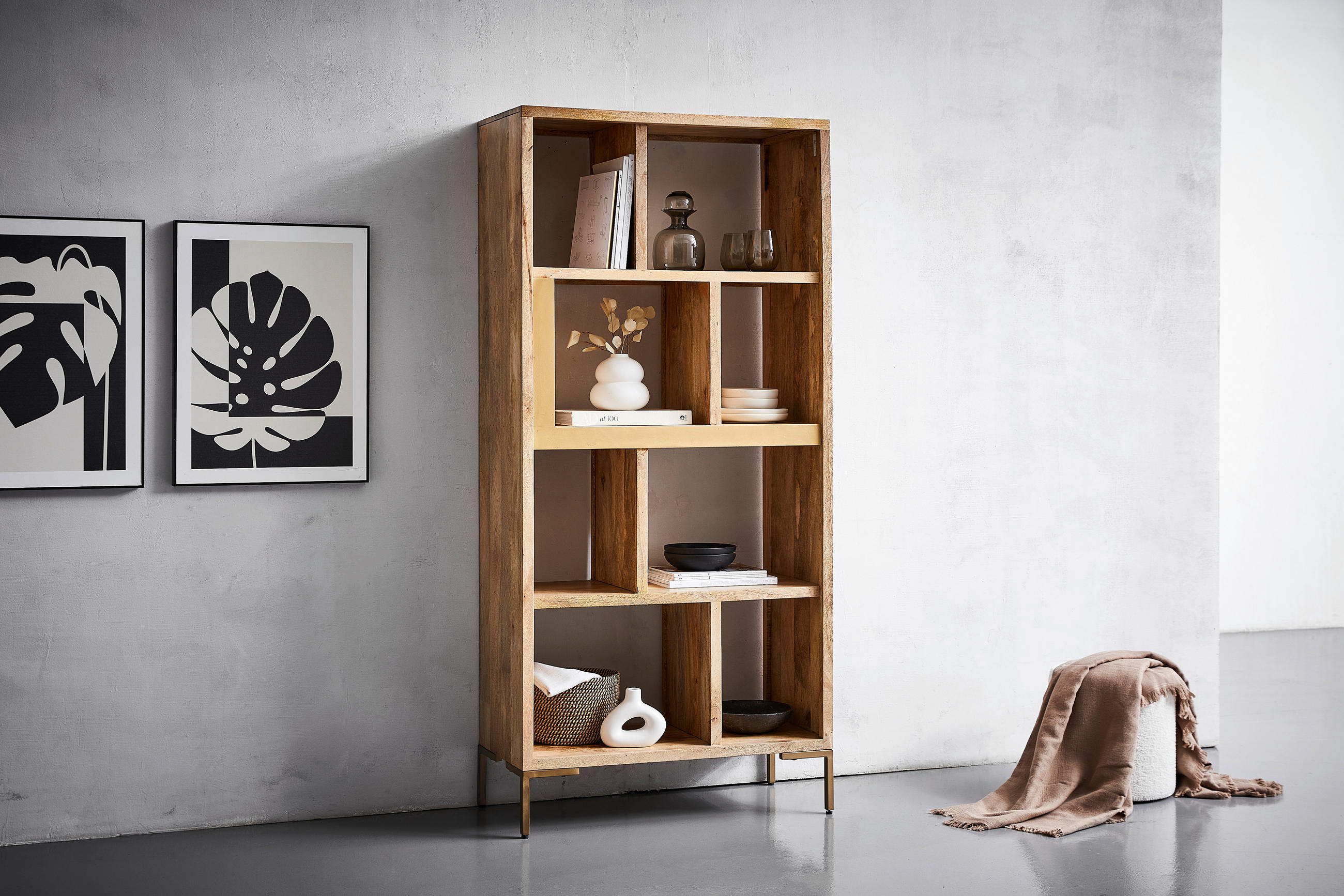 REGAL  88/194/40 cm Anthrazit, Naturfarben  - Anthrazit/Naturfarben, Natur, Holz/Metall (88/194/40cm) - MID.YOU