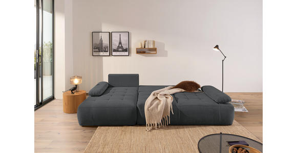 ECKSOFA  in Webstoff Dunkelgrau  - Dunkelgrau/Schwarz, KONVENTIONELL, Kunststoff/Textil (162/282cm) - Carryhome