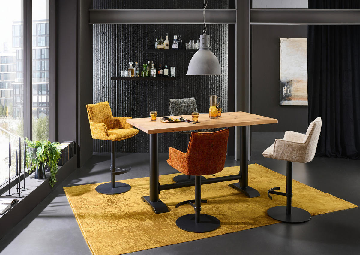 BARTISCH Eiche massiv rechteckig Eichefarben  - Eichefarben/Schwarz, LIFESTYLE, Holz/Metall (160/80/93cm) - Valdera