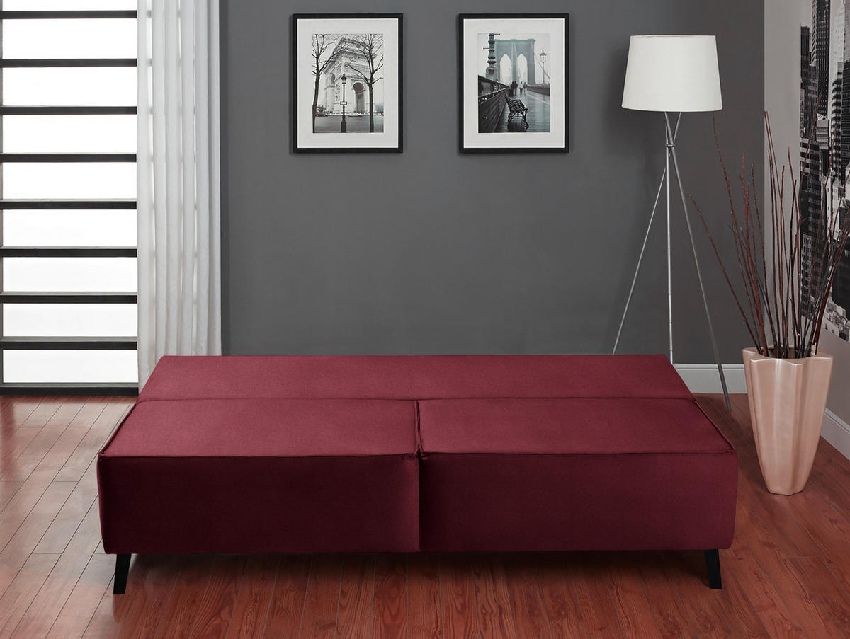 SCHLAFSOFA in Weinrot  - Weinrot/Schwarz, Konventionell, Textil/Metall (197/91/88cm) - Novel