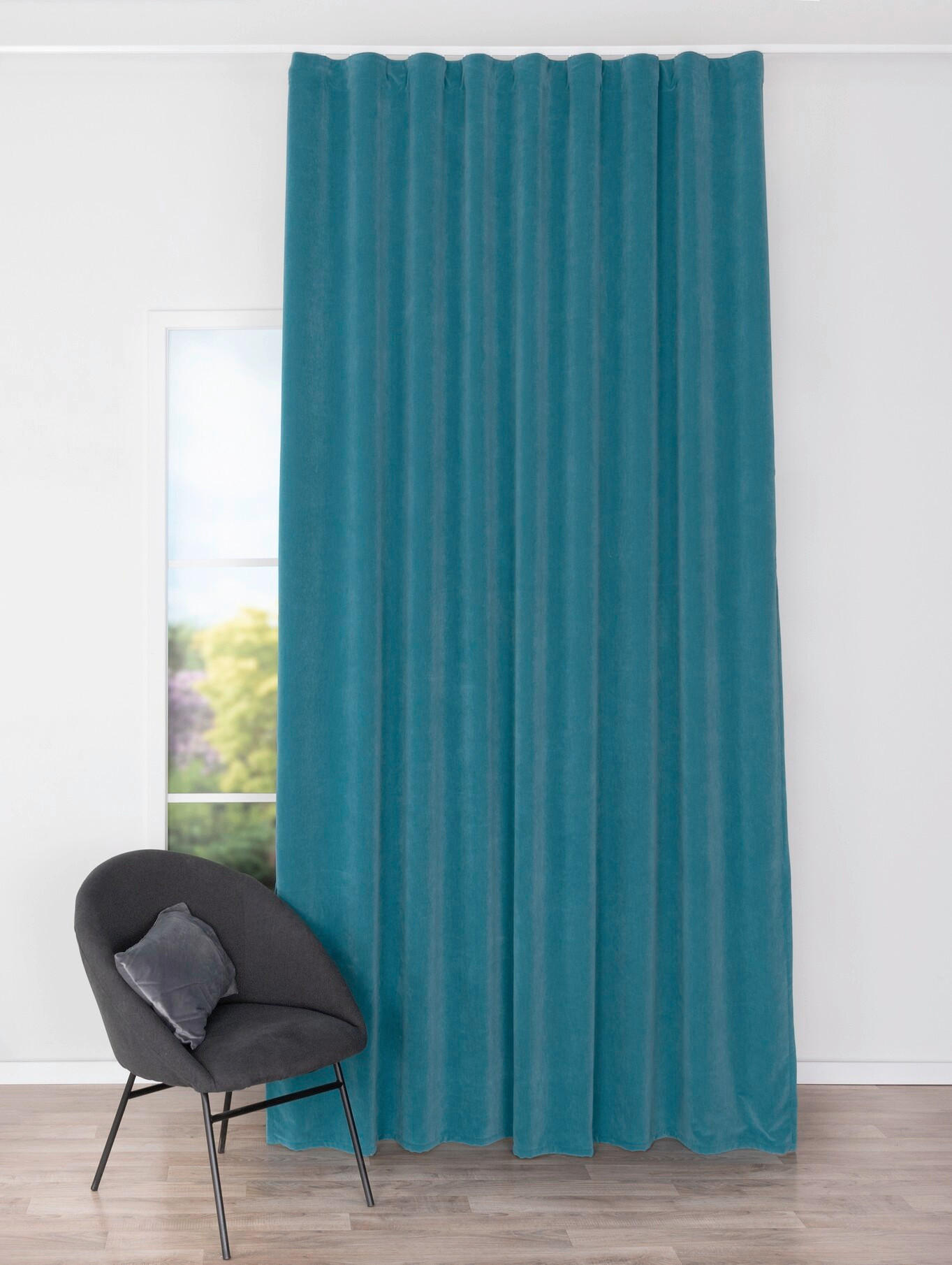 DRAPERIE CONFECțIONATĂ black-out (nu permite trecerea luminii) - turcoaz, Basics, textil (24/31/4cm)