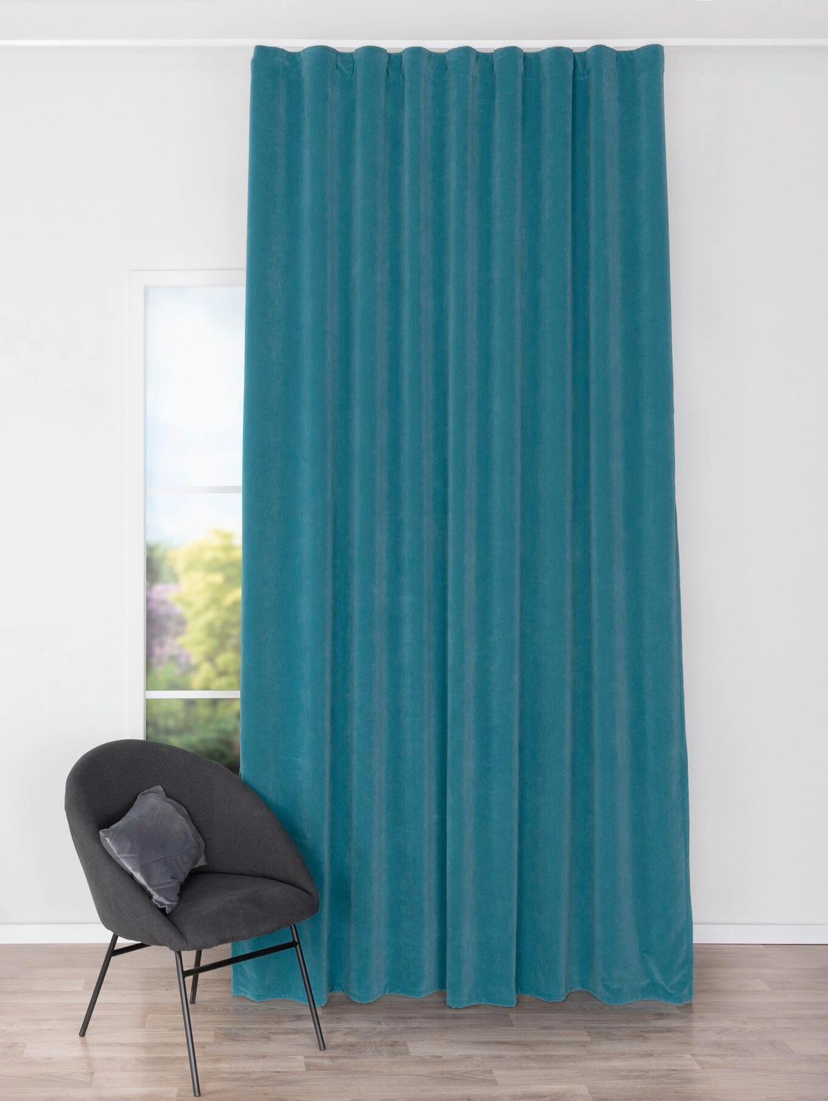 DRAPERIE CONFECțIONATĂ black-out (nu permite trecerea luminii)  - turcoaz, Basics, textil (24/31/4cm)
