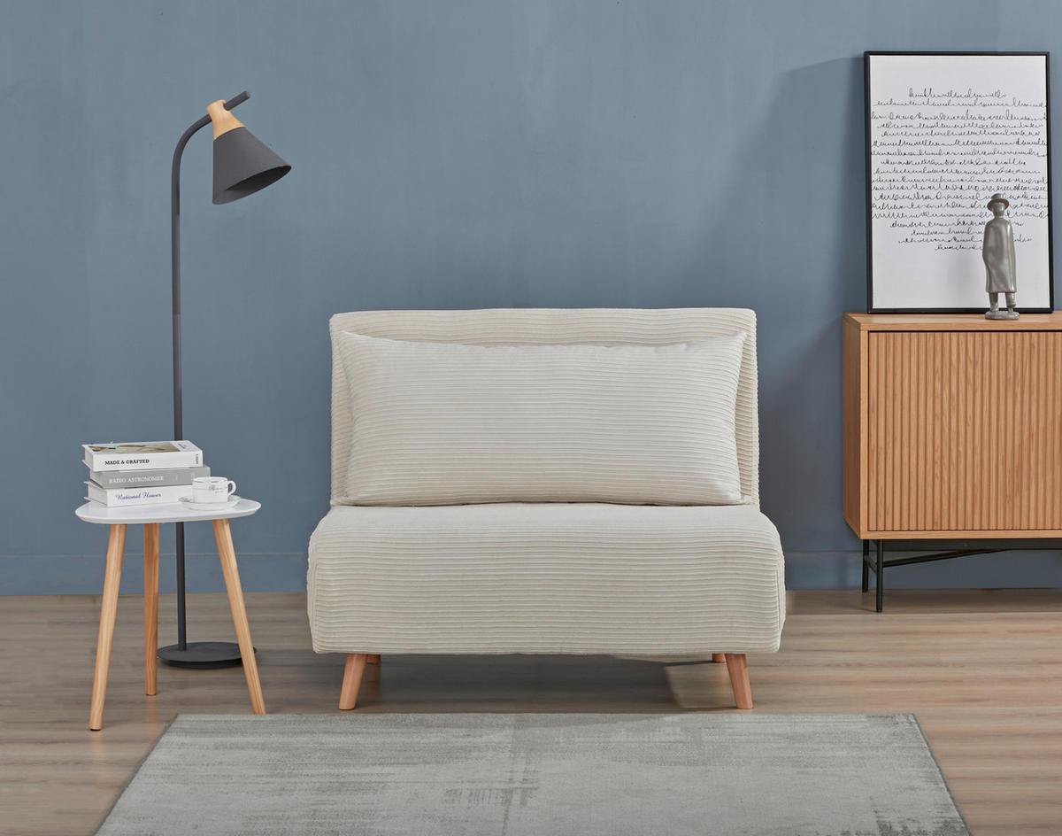 FEKVŐFOTEL textil krémszínű  - krémszínű/natúr színű, Modern, textil/fa (102/82/91cm) - MID.YOU