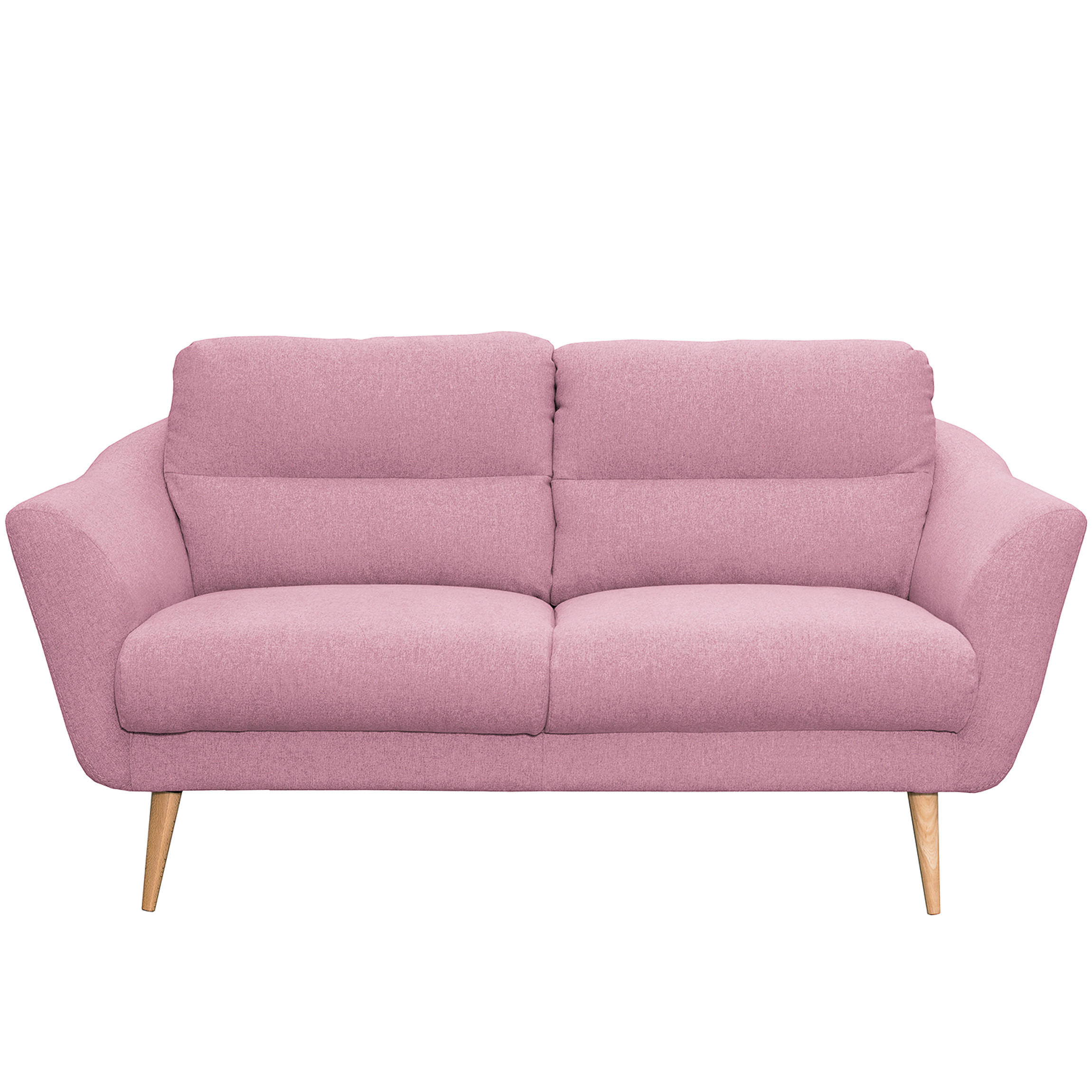 2,5-SITZER Webstoff Rosa  - Buchefarben/Rosa, Design, Holz/Textil (187/87/88cm) - Livetastic