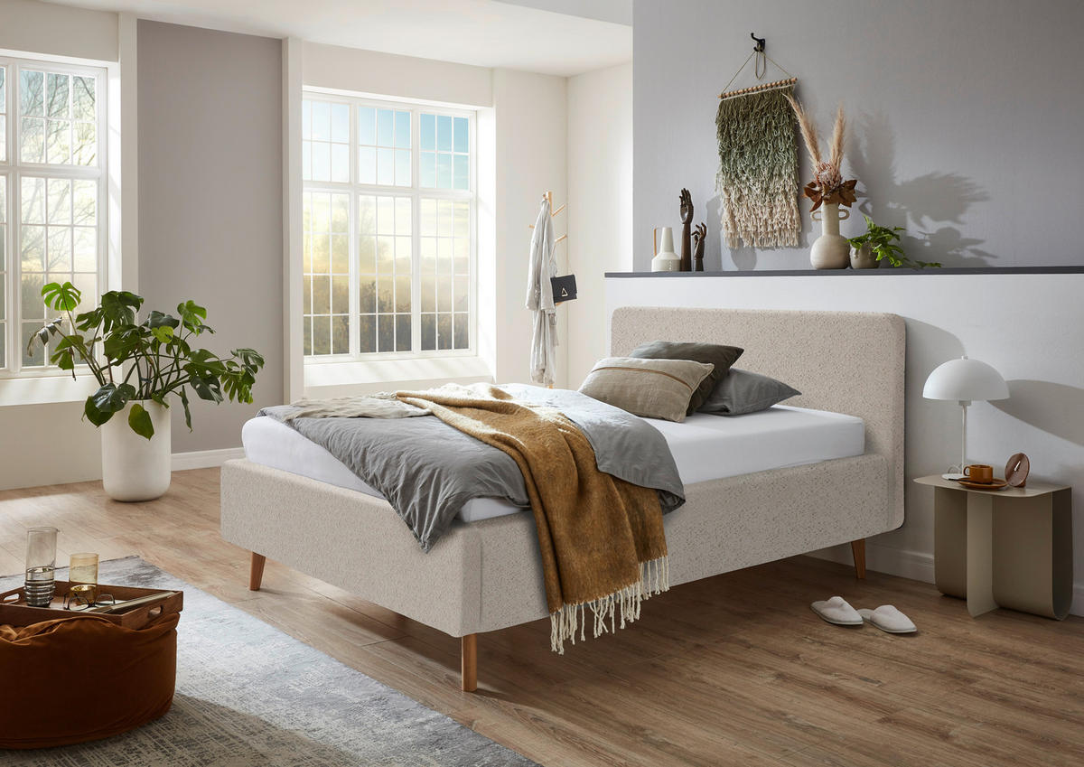 POLSTERBETT 140/200 cm  in Beige  - Eichefarben/Beige, Design, Holz/Textil (140/200cm) - MID.YOU