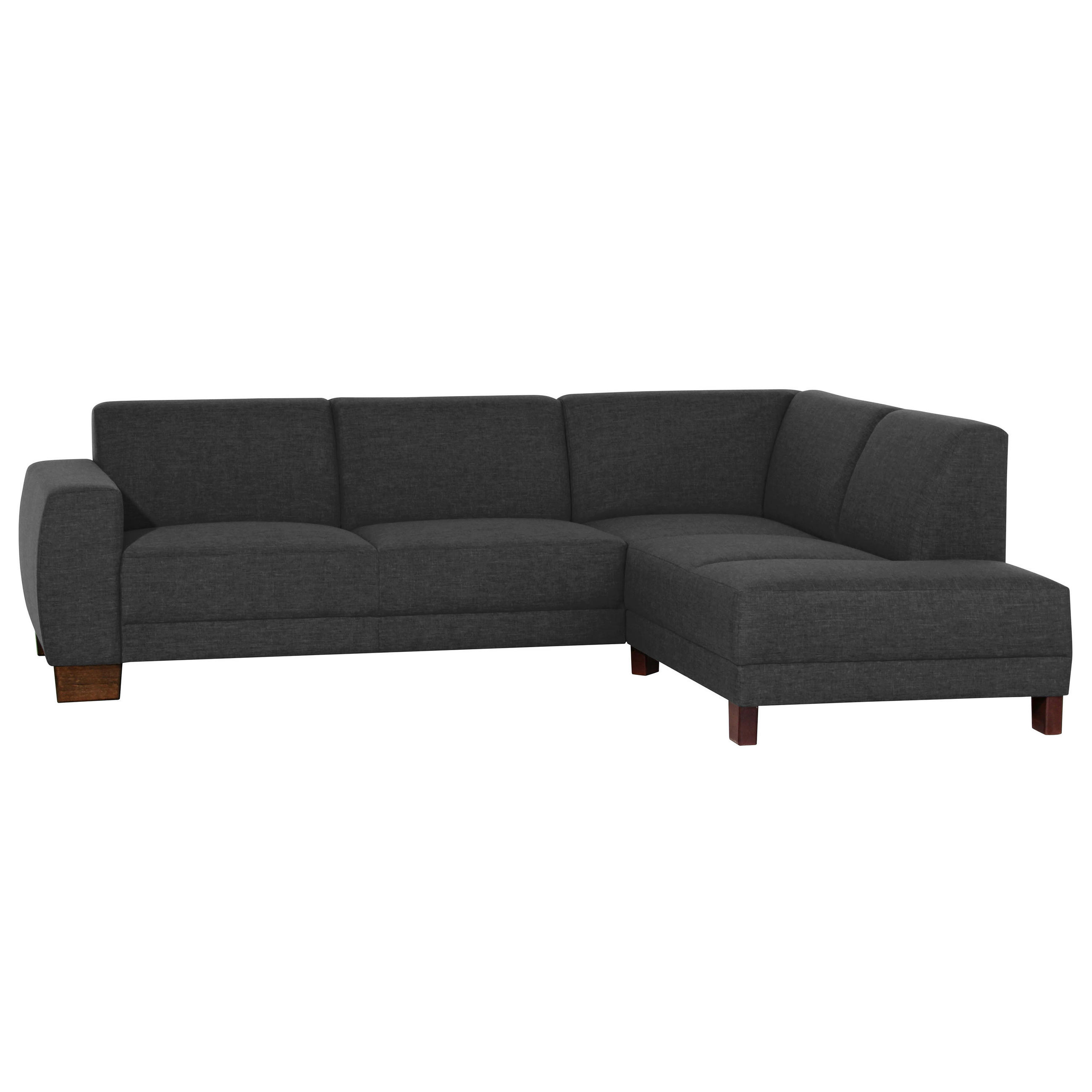 ECKSOFA in Flachgewebe, Leinenoptik Schwarz  - Nussbaumfarben/Schwarz, Modern, Holz/Holzwerkstoff (248/188cm) - Max Winzer