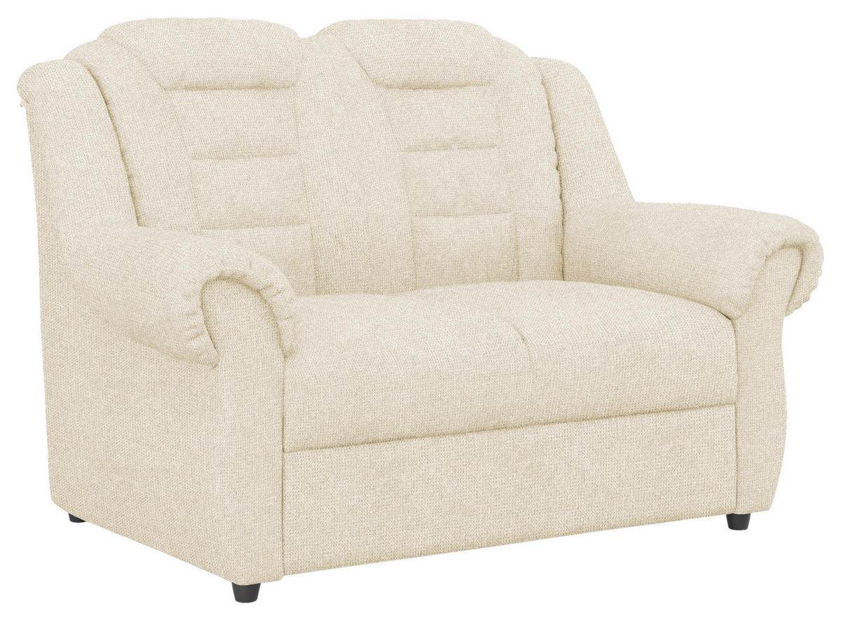 2-SITZER-SOFA in Chenille Creme  - Creme/Schwarz, Konventionell, Kunststoff/Textil (145/102/101cm) - Livetastic