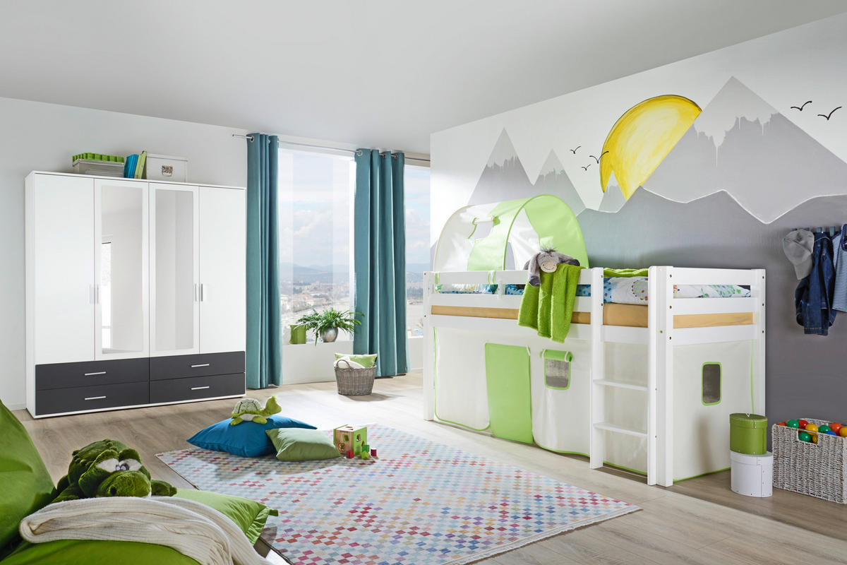 KÖZÉPMAGAS ÁGY - fehér, Basics, fa (90/200cm) - Xora