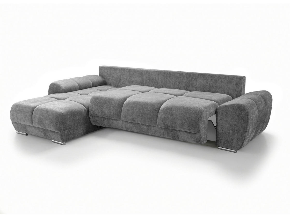 ECKSOFA  in Chenille Grau  - Chromfarben/Schwarz, KONVENTIONELL, Kunststoff/Textil (183/290cm) - Xora