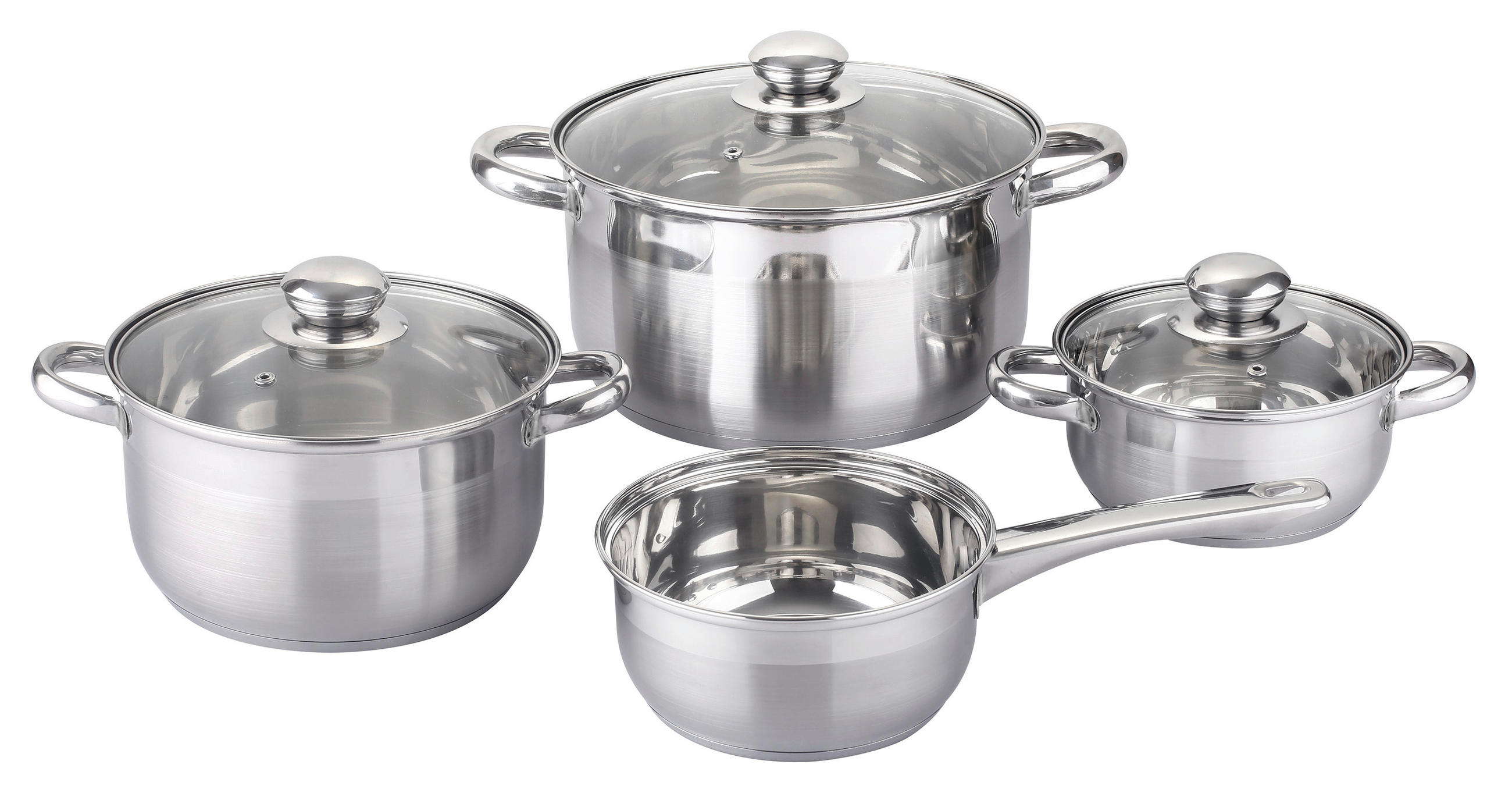 KOCHTOPFSET Michelino 7-teilig  - Edelstahlfarben, Basics, Glas/Metall