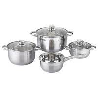 KOCHTOPFSET Michelino 7-teilig  - Edelstahlfarben, Basics, Glas/Metall