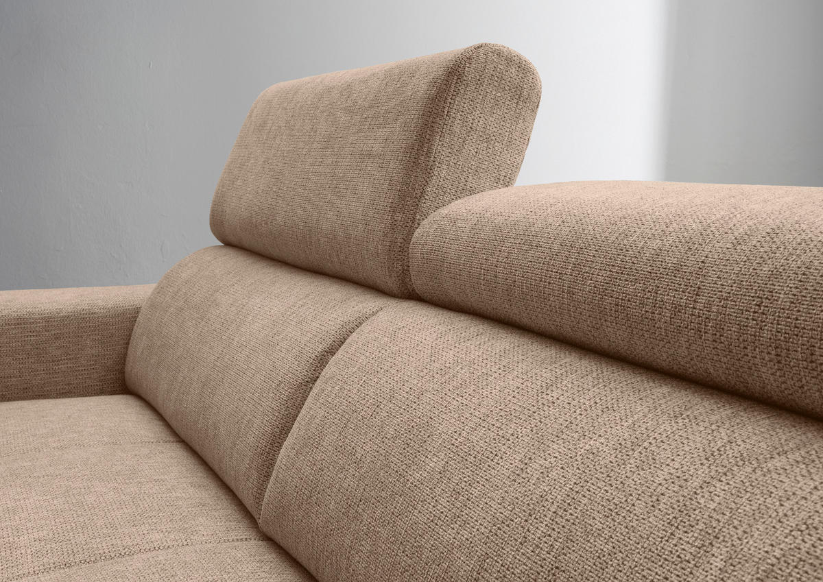 ECKSOFA Hellbraun Chenille  - Hellbraun/Schwarz, KONVENTIONELL, Textil/Metall (276/188cm) - Livetastic