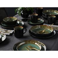 KOMBISERVICE Nordic Fjord Beige 16-teilig  - Schwarz/Grün, Basics, Keramik (38/31/38cm) - Creatable