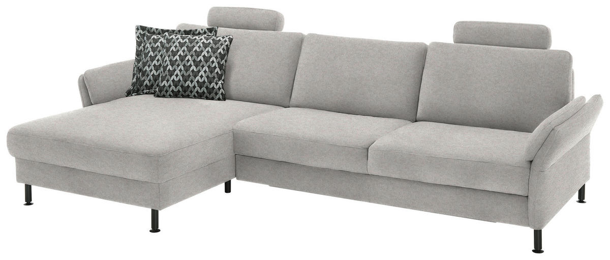 ECKSOFA  in Chenille, Flachgewebe Cappuccino  175/316 cm  - Schwarz/Cappuccino, Design, Textil/Metall (175/316cm) - Dieter Knoll