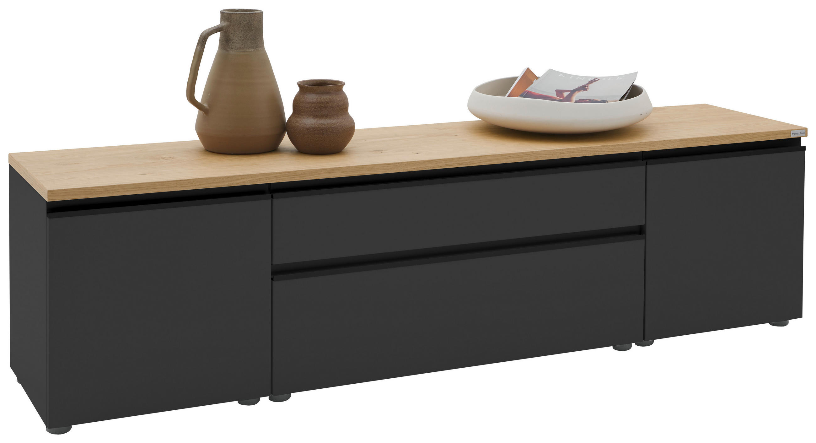 LOWBOARD  in 180/46/41 cm  - Eichefarben/Anthrazit, Design, Holzwerkstoff/Kunststoff (180/46/41cm) - Dieter Knoll