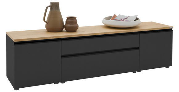 LOWBOARD  180/46/41 cm 2 Schublade(n) erweiterbar, Typenauswahl, individuell planbar, Beimöbel erhältlich, umfangreiches Zubehör erhältlich, stehend, hängend  - Eichefarben/Anthrazit, Design, Holzwerkstoff/Kunststoff (180/46/41cm) - Dieter Knoll