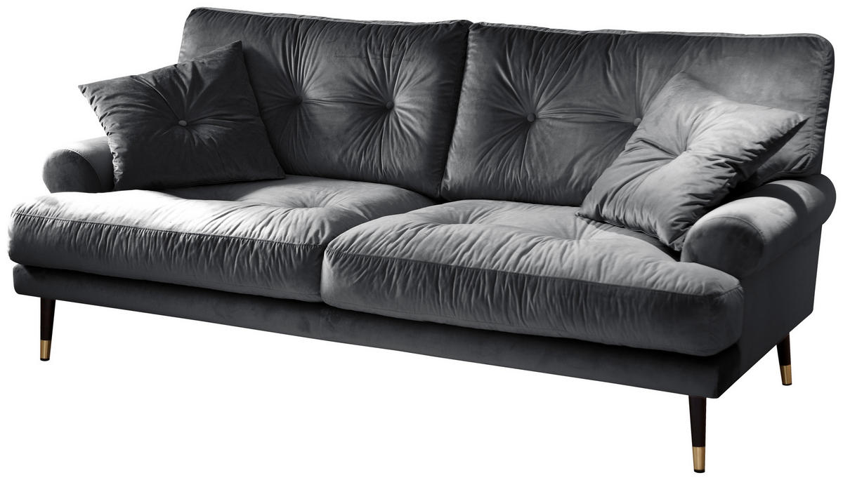 2-SITZER-SOFA TOKIO-2S SOFA Samt Anthrazit  - Anthrazit, MODERN, Textil (180/89/100cm) - MID.YOU
