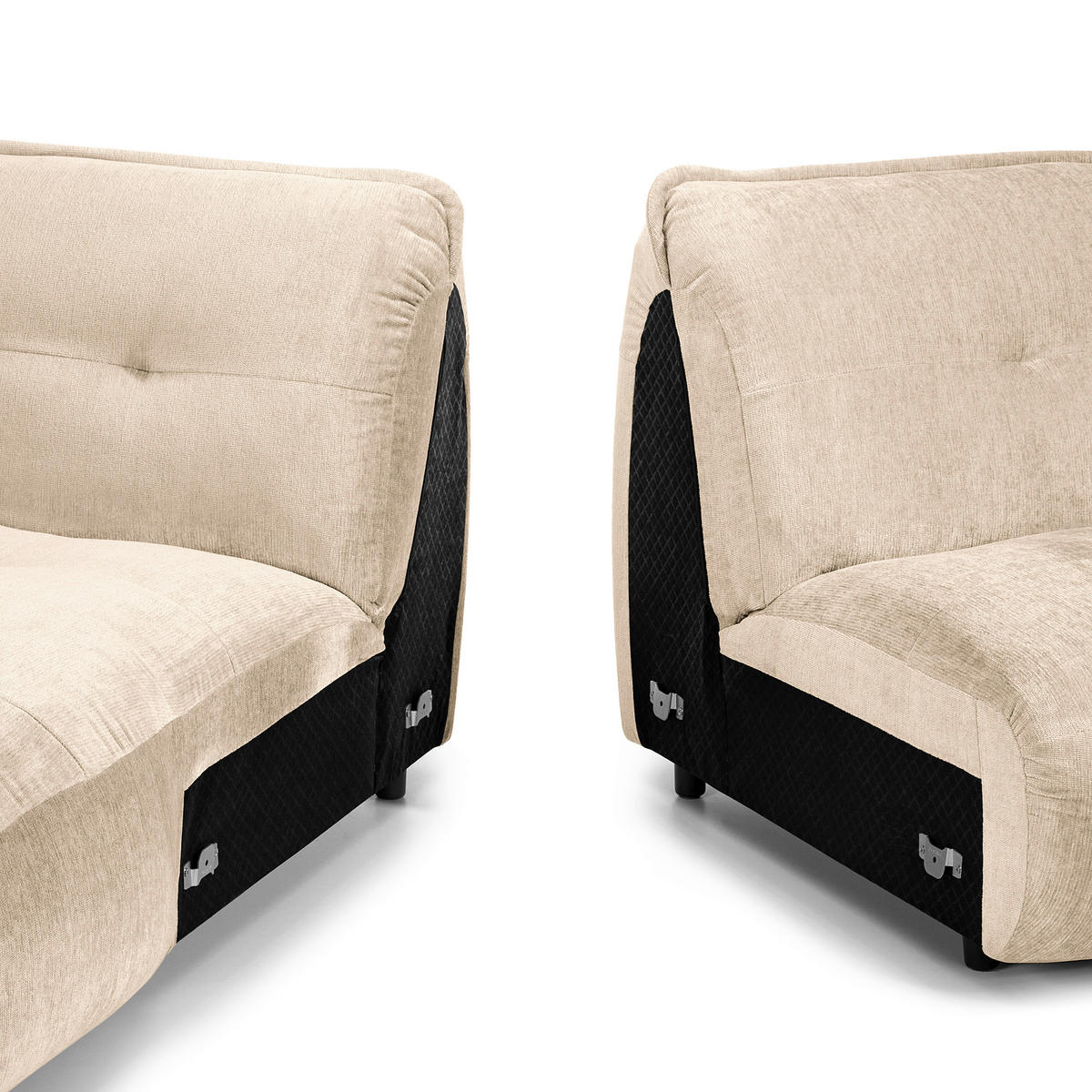 ECKSOFA in Chenille Creme  - Creme/Schwarz, Modern, Kunststoff/Textil (184/269cm) - Trendmanufaktur